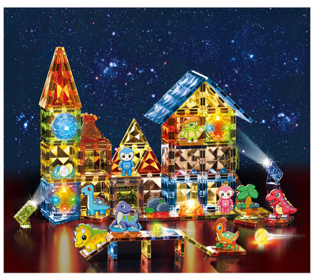 ŚWIECĄCE KLOCKI KONSTRUKCYJNE MAGNETYCZNE DINOZAURY DOLINA DINOZAURÓW 124EL