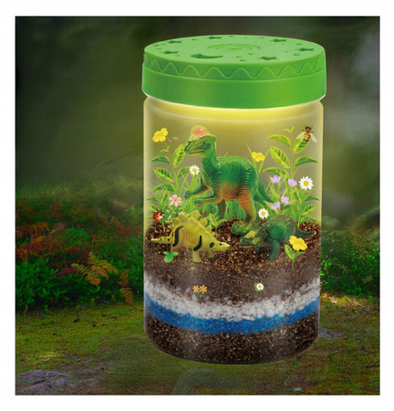 DINOZAURY TERRARIUM OGRÓD W SŁOIKU LAMPKA NOCNA ZESTAW EDUKACYJNY NASIONA