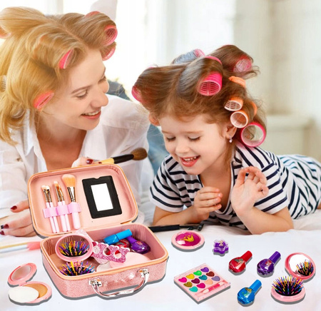 KUFEREK KOSMETYKÓW DLA DZIECI ZESTAW BEAUTY CIENIE SZMINKI SZCZOTKA LAKIERY