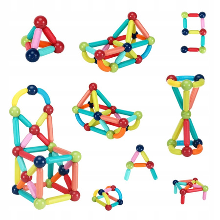 KLOCKI MAGNETYCZNE RURKI DLA DZIECI DUŻY ZESTAW EDUKACYJNY KREATYWNY 128 EL