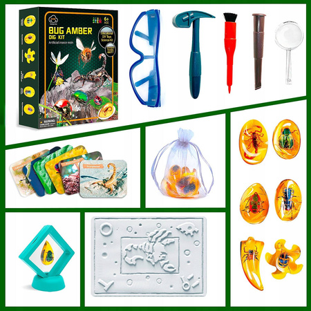 KOPALNIA BURSZTYNÓW Z OWADAMI MAŁY ARCHEOLOG WYKOPALISKA ZABAWKA EDUKACYJNA