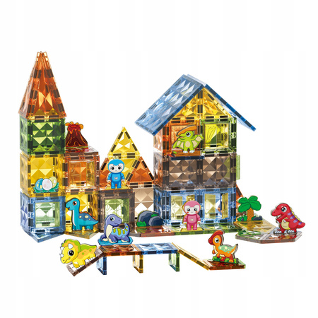 MAGNETYCZNE KLOCKI KONSTRYKCYJNE DINOZAURY ZESTAW DOLINA DINOZAURÓW 116 EL