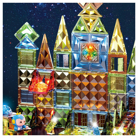 ŚWIECĄCE KLOCKI MAGNETYCZNE DLA DZIECI POJAZDY FIGURKI ZESTAW LED 147 EL