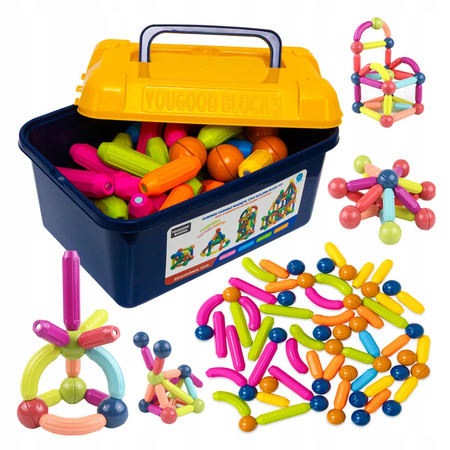 KLOCKI MAGNETYCZNE RURKI ZESTAW KONSTRUKCYJNY DLA DZIECI W KUFERKU 72 EL