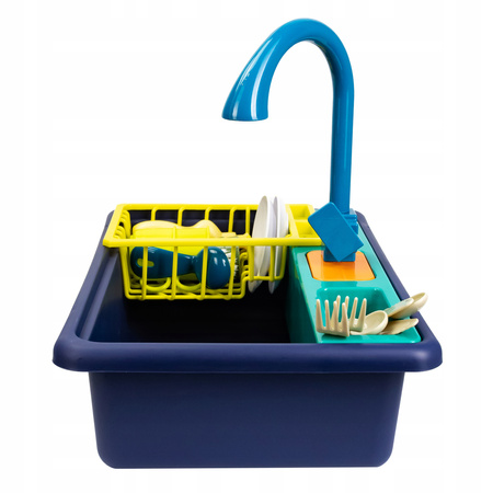 ZLEWOZMYWAK ZLEW DLA DZIECI KRAN Z WODĄ NACZYNIA SZTUĆCE AKCESORIA ZESTAW