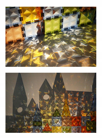 MAGNETYCZNE KLOCKI KONSTRUKCYJNE ŚWIECĄCY ZESTAW DINOZAURY MAGNESY LED 98EL