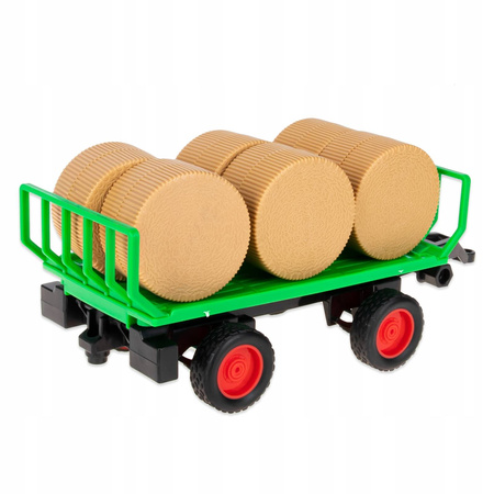 DUŻY TRAKTOR PRZYCZEPA DO TRANSPORTU SIANA + 6 bel