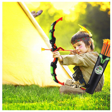 ŁUK ZESTAW ŁUCZNICZY DLA DZIECI STRZAŁKI KOŁCZAN PUSZKI CELE TARCZA LED