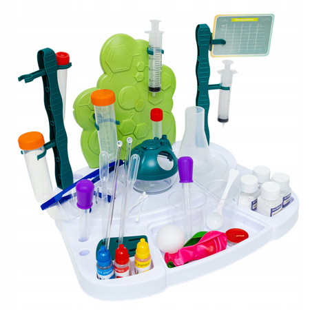 LABORATORIUM CHEMICZNE DLA DZIECI STOLIK 30 EKSPERYMENTÓW KOLOROWA PIANA