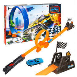 TOR WYŚCIGOWY SAMOCHODOWY DLA DZIECI PĘTLA 360° KATAPULTA WYRZUTNIA + AUTKO