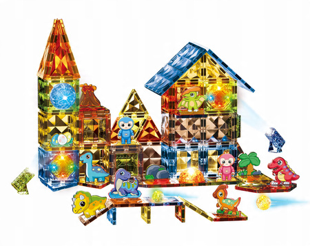 ŚWIECĄCE KLOCKI KONSTRUKCYJNE MAGNETYCZNE DINOZAURY DOLINA DINOZAURÓW 124EL