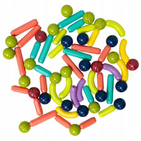 KLOCKI MAGNETYCZNE RURKI DLA DZIECI DUŻY ZESTAW EDUKACYJNY KREATYWNY 64 EL