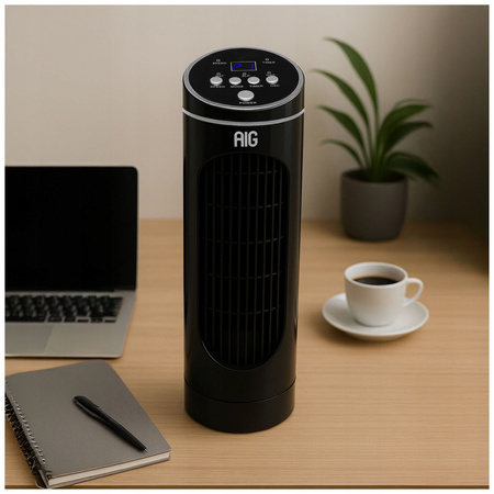 WENTYLATOR KOLUMNOWY BIURKOWY WYŚWIETLACZ WIATRAK 3 TRYBY PRACY TIMER PILOT