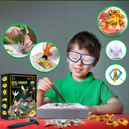 KOPALNIA BURSZTYNÓW Z OWADAMI MAŁY ARCHEOLOG WYKOPALISKA ZABAWKA EDUKACYJNA