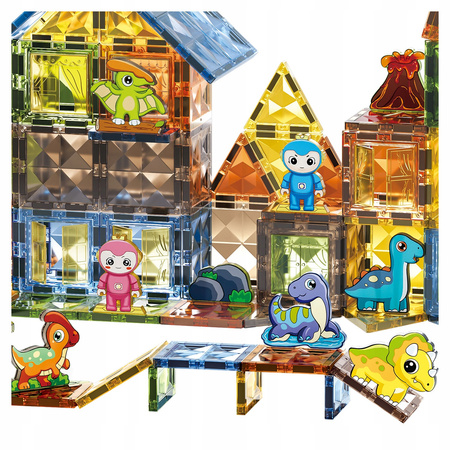 MAGNETYCZNE KLOCKI KONSTRYKCYJNE DINOZAURY ZESTAW DOLINA DINOZAURÓW 116 EL