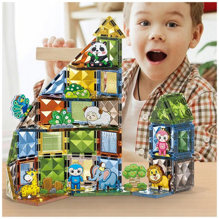 KLOCKI MAGNETYCZNE KONSTRUKCYJNE ZWIERZĄTKA ZESTAW ANIMAL PARADISE 82 EL