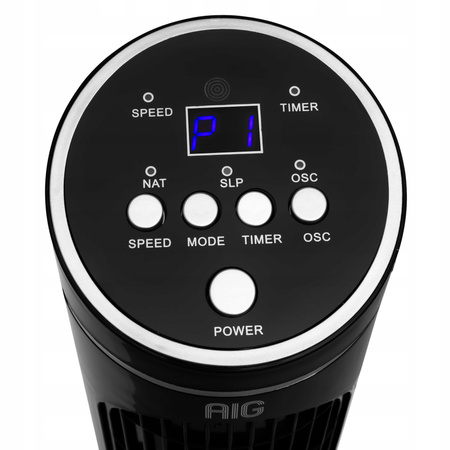 WENTYLATOR KOLUMNOWY BIURKOWY WYŚWIETLACZ WIATRAK 3 TRYBY PRACY TIMER PILOT