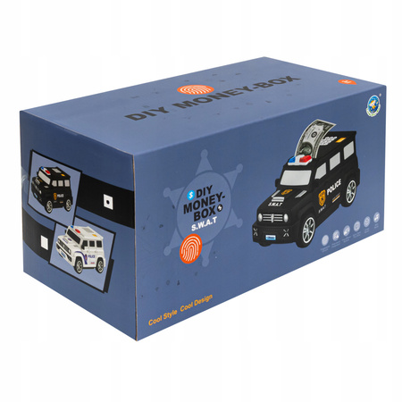 SKARBONKA SEJF DLA DZIECI POLICJA SWAT AUTO SAMOCHÓD NA HASŁO PIN DŹWIĘK