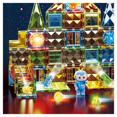 MAGNETYCZNE KLOCKI EDUKACYJNE ŚWIECĄCE DLA DZIECI AUTA FIGURKI ZESTAW 110EL