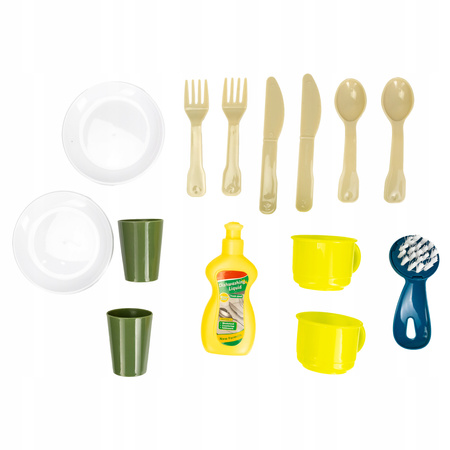 ZLEWOZMYWAK ZLEW DLA DZIECI KRAN Z WODĄ NACZYNIA SZTUĆCE AKCESORIA ZESTAW