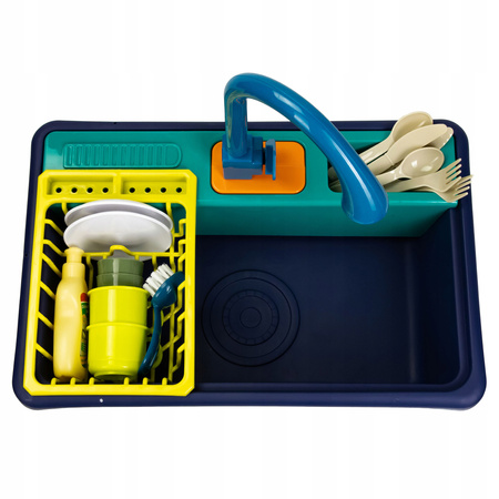 ZLEWOZMYWAK ZLEW DLA DZIECI KRAN Z WODĄ NACZYNIA SZTUĆCE AKCESORIA ZESTAW