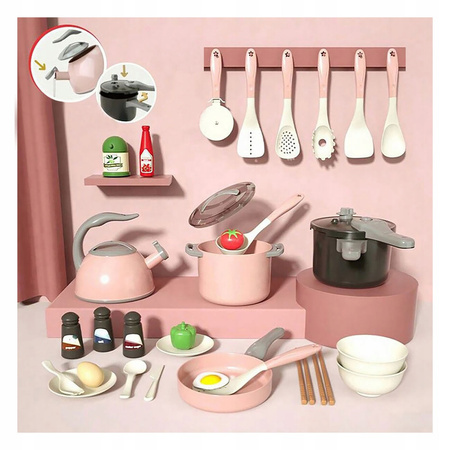 NACZYNIA GARNKI DLA DZIECI WARZYWA PATELNIA CZAJNIK ŁYŻKI DUŻY ZESTAW 32 EL