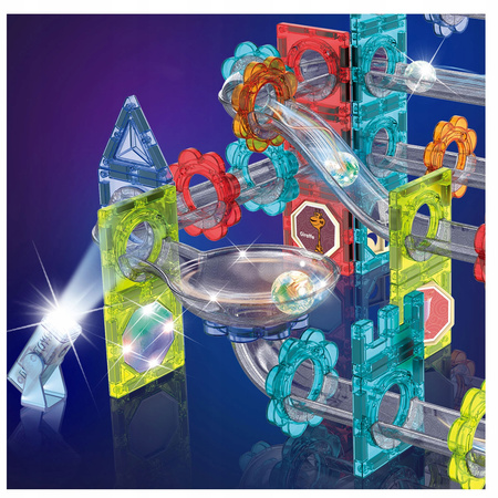 TOR MAGNETYCZNY KLOCKI KONSTRUKCYJNE DLA DZIECI ŚWIECĄCY ZESTAW LED 120 EL