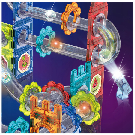 KLOCKI MAGNETYCZNE DLA DZIECI ŚWIECĄCY TOR KULKOWY KONSTRUKCYJNY ZESTAW LED