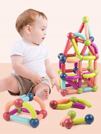 KLOCKI MAGNETYCZNE RURKI ZESTAW KONSTRUKCYJNY DLA DZIECI W KUFERKU 72 EL