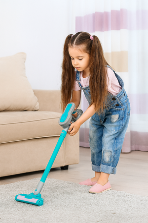 ODKURZACZ DLA DZIECI PIONOWY 4 SSAWKI KULKI DŹWIĘKI ZESTAW DO SPRZĄTANIA