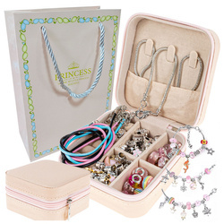 ZESTAW DIY BRANSOLETKI NASZYJNIKI KORALIKI CHARMSY SZKATUŁKA NA BIŻUTERIĘ