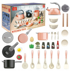 GARNKI DLA DZIECI ZESTAW KUCHENNY NACZYNIA XXL RYŻOWAR MISECZKI TALERZE RÓŻ