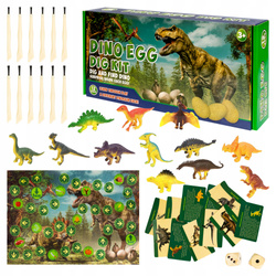 JAJA DINOZAURA WYKOPALISKA 12 JAJ FIGUREK FIGURKI DINOZAURY DLA DZIECI GRA