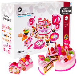 TORT URODZINOWY DO KROJENIA NA RZEPY ZESTAW DLA DZIECI ŚWIECZKI + AKCESORIA