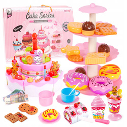 GRAJĄCY TORT URODZINOWY DO KROJENIA DLA DZIECI PATERA ŚWIECZKA + AKCESORIA