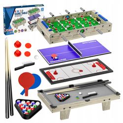 STÓŁ DO GRY 4W1 BILARD HOKEJ PING PONG PIŁKARZYKI DLA DZIECI ZESTAW DREWNO