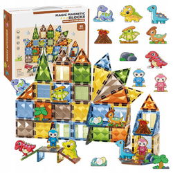 KLOCKI MAGNETYCZNE DLA DZIECI KONSTRUKCYJNE DINOZAURY RAJ DINOZAURÓW 90 EL