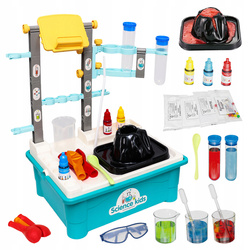 ZESTAW DOŚWIADCZALNY DLA DZIECI LABORATORIUM CHEMICZNE STOLIK EKSPERYMENTY
