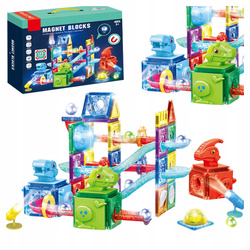 ŚWIECĄCY TOR MAGNETYCZNY LED KLOCKI KONSTRUKCYJNE DINOZAURY ZESTAW 123 EL