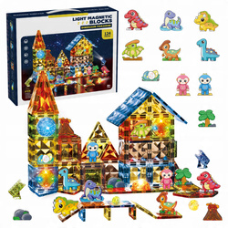 ŚWIECĄCE KLOCKI KONSTRUKCYJNE MAGNETYCZNE DINOZAURY DOLINA DINOZAURÓW 124EL